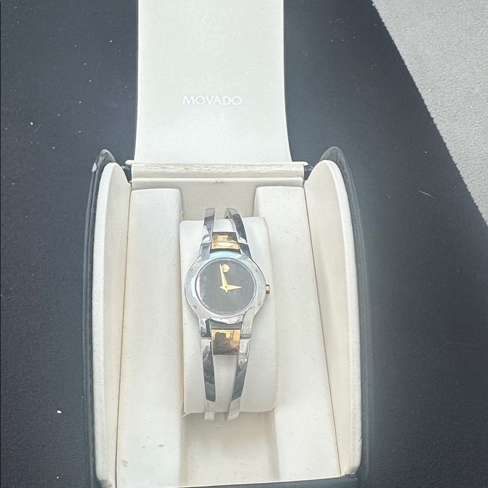 MOVADO AMOROSA Two Tone Ladies Watch Bangle Bracelet